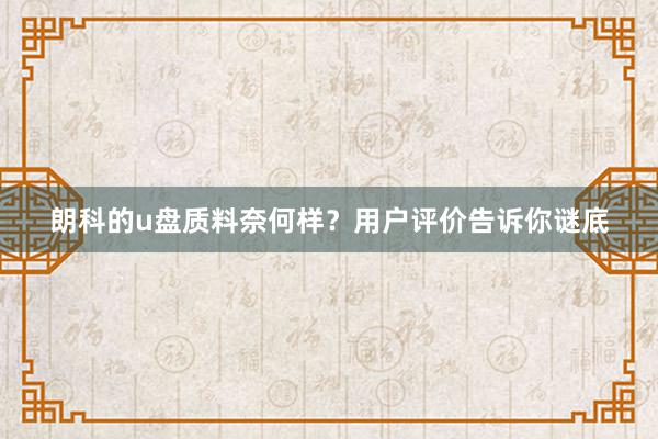朗科的u盘质料奈何样？用户评价告诉你谜底
